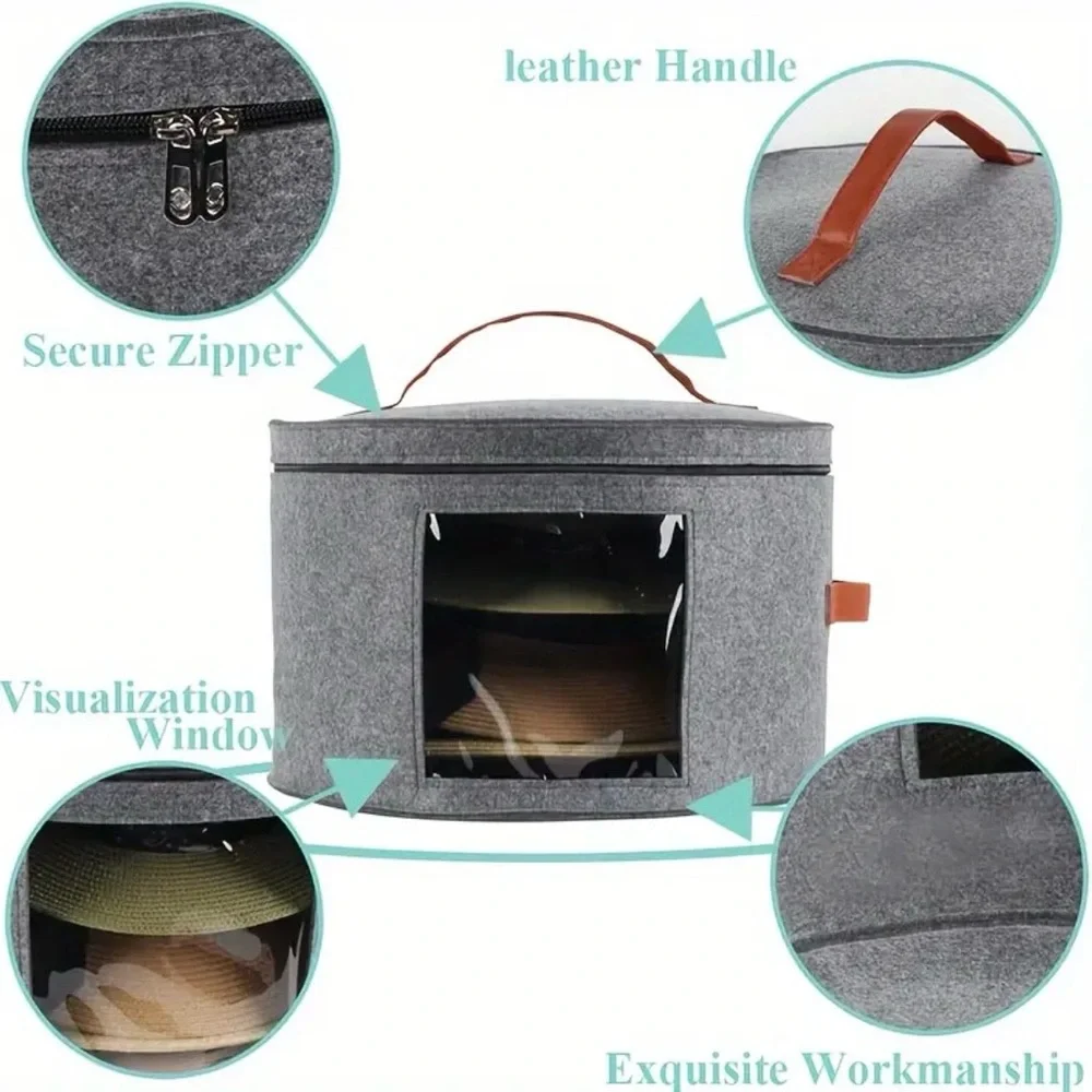 Gray Felt Hat Storage Box, NEW
